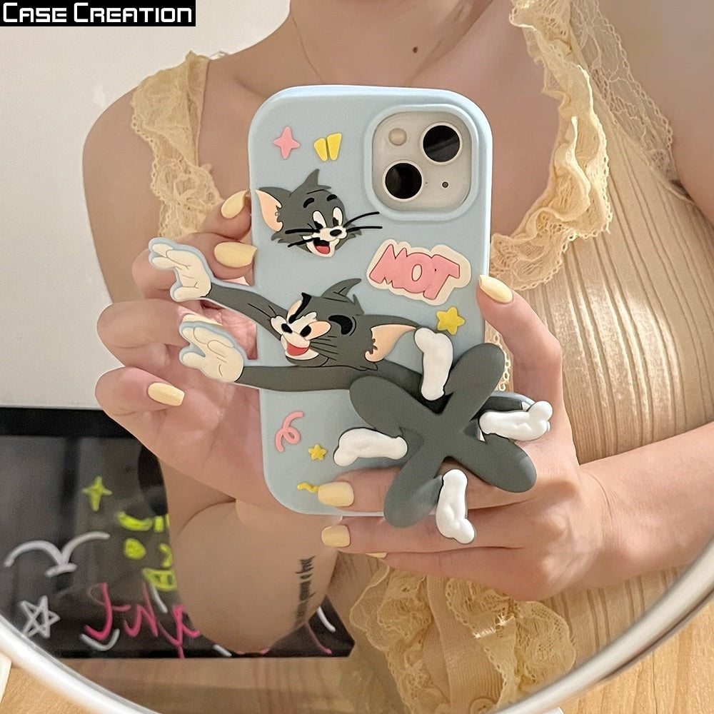 3D Cartoon Cat Fidget Spinner Playing Game Running Case